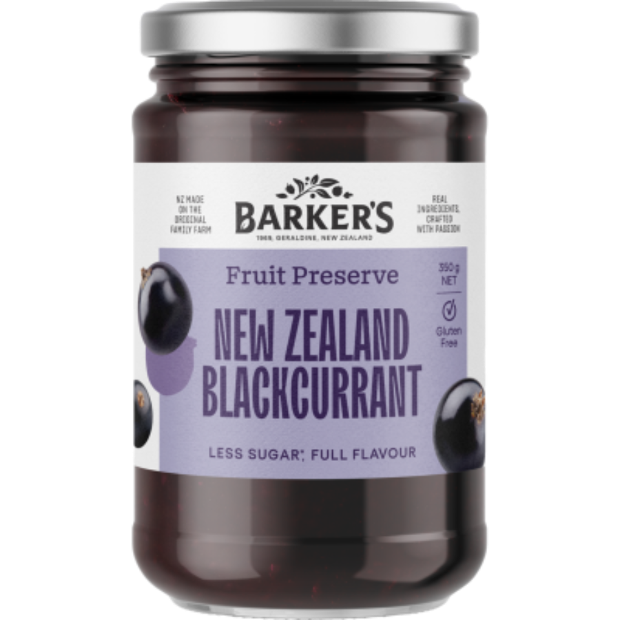 Barker's NZ Blackcurrant Fruit Jam 350g