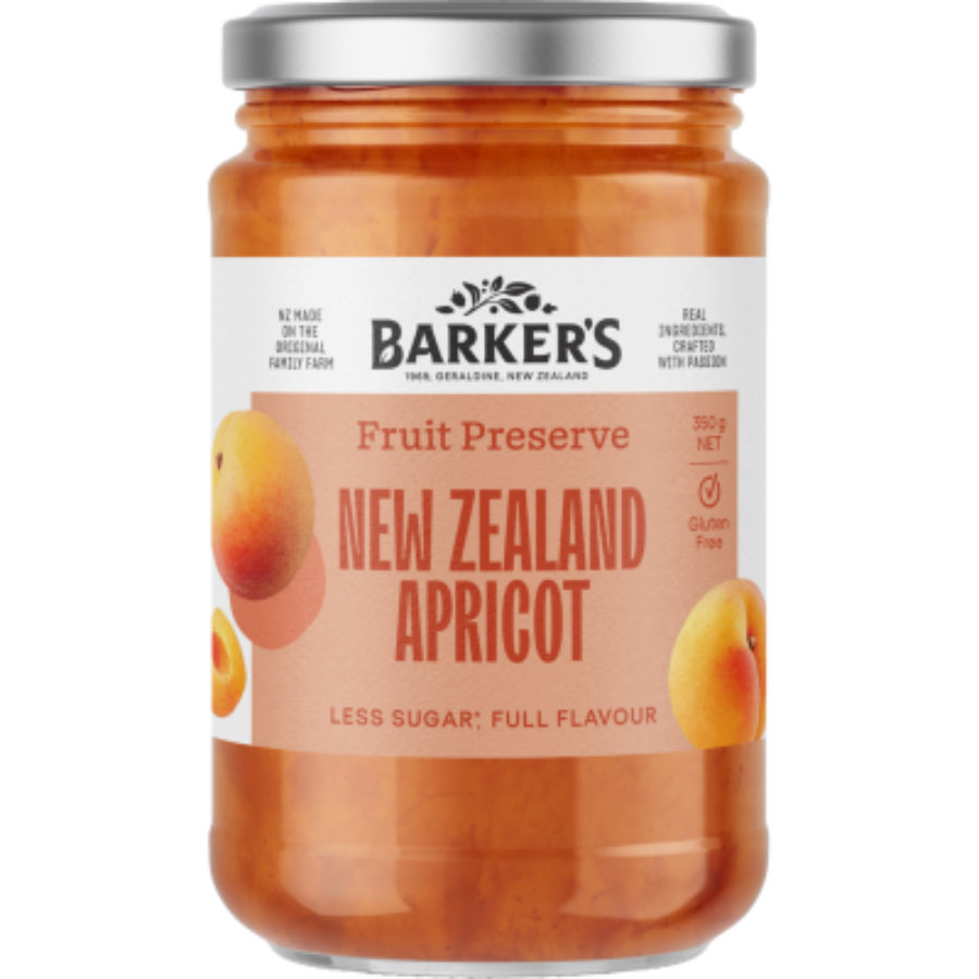 Barker's NZ Apricot Fruit Jam 350g