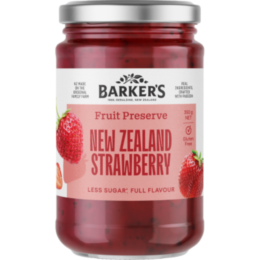 Barker's NZ Strawberry Fruit Jam 350g