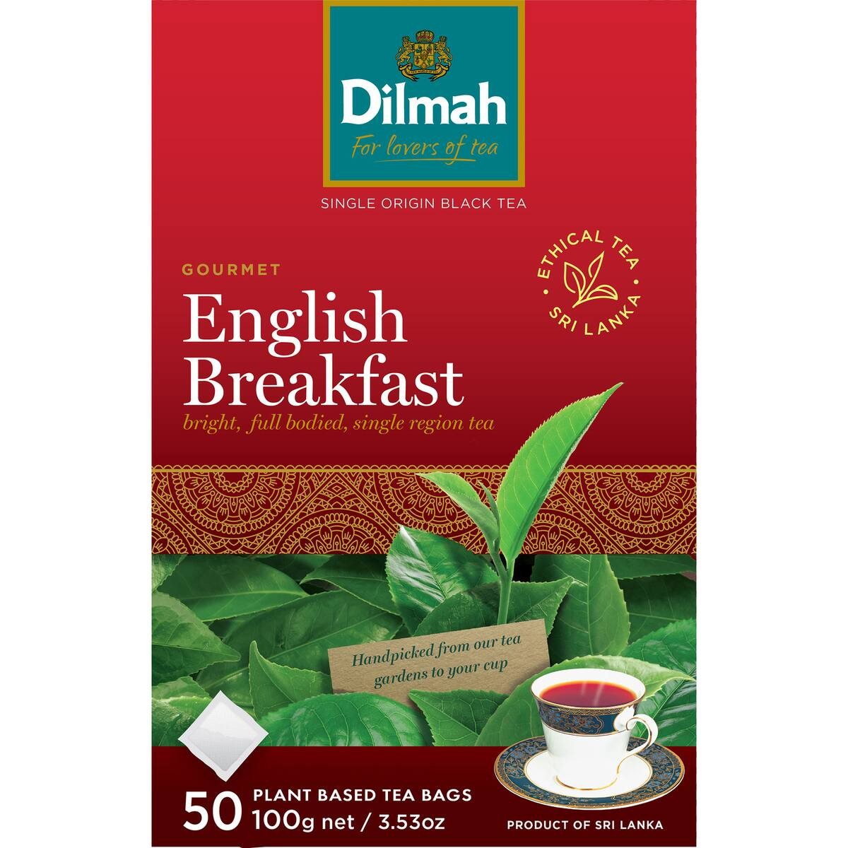 Dilmah English Breakfast tagless tea bags pure Ceylon black tea box