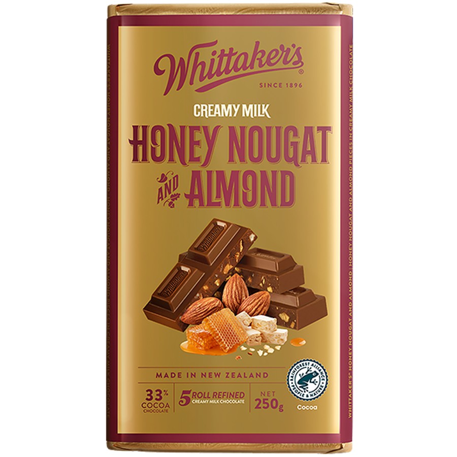Whittakers Chocolate Block H Nougat and Almond 250g