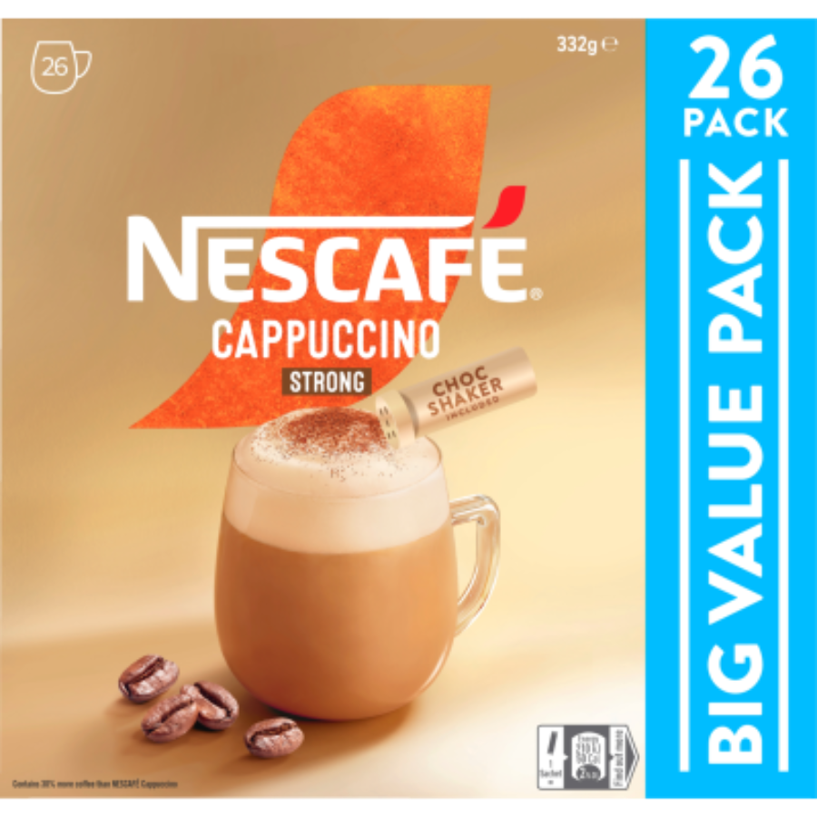 Nescafe Coffee Sachets Cappuccino Strong 26 pack 332g