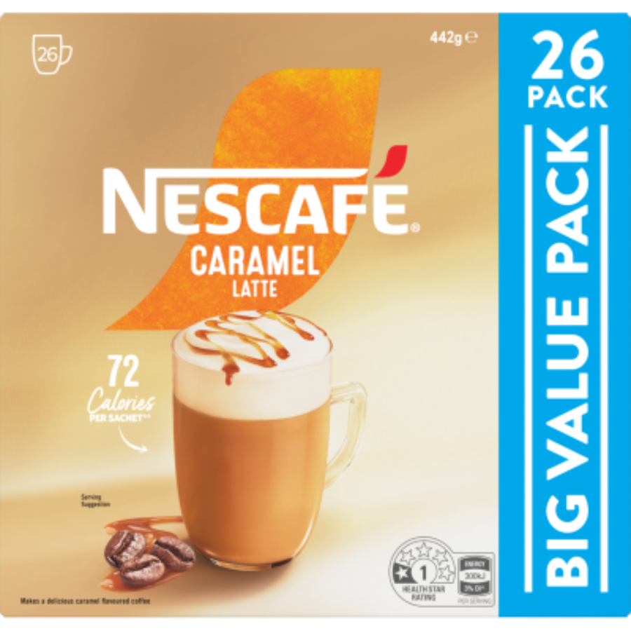 Nescafe Coffee Sachets Caramel Latte 26 pack 442g
