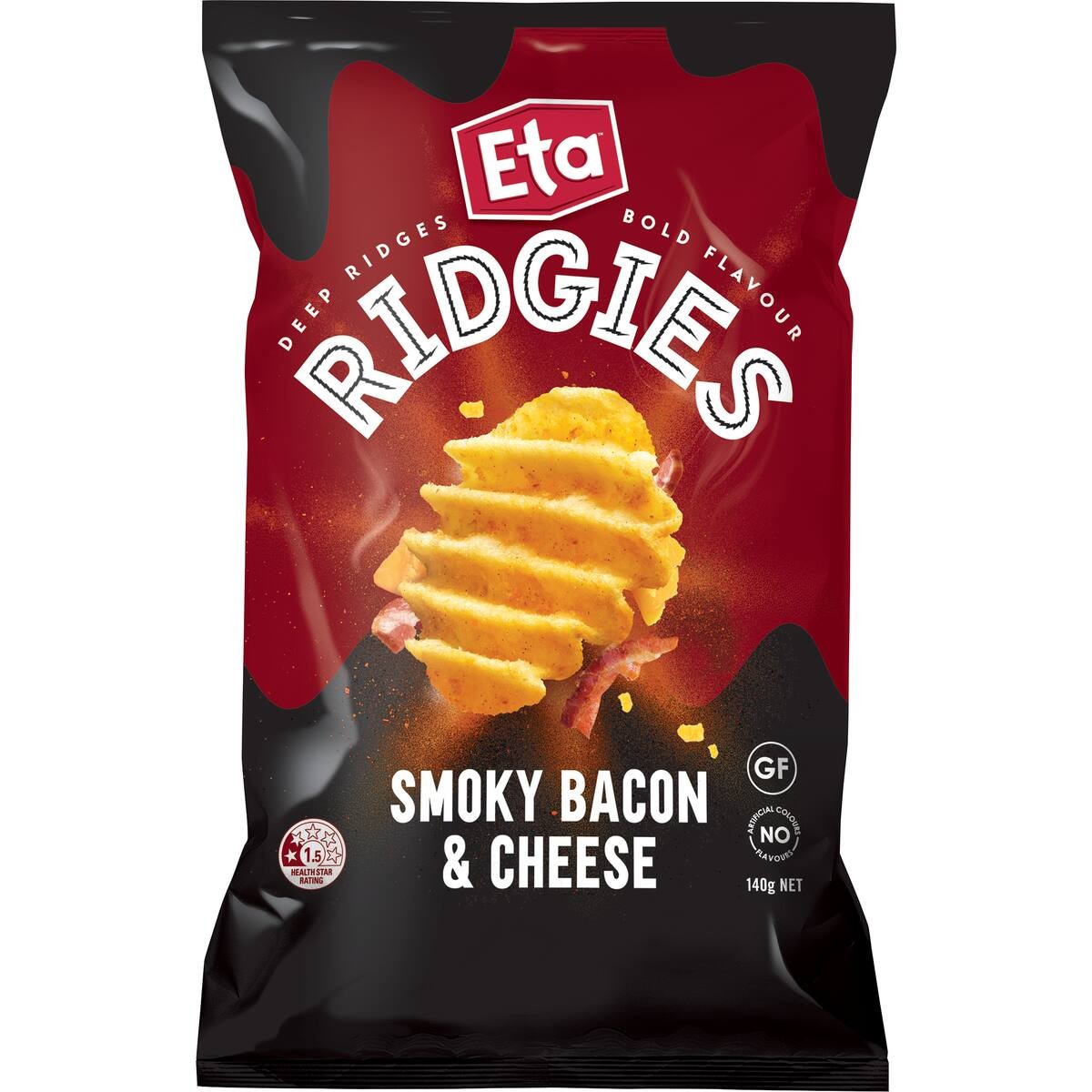 Eta Ridges Chips Smoky Bacon & Cheese 140g