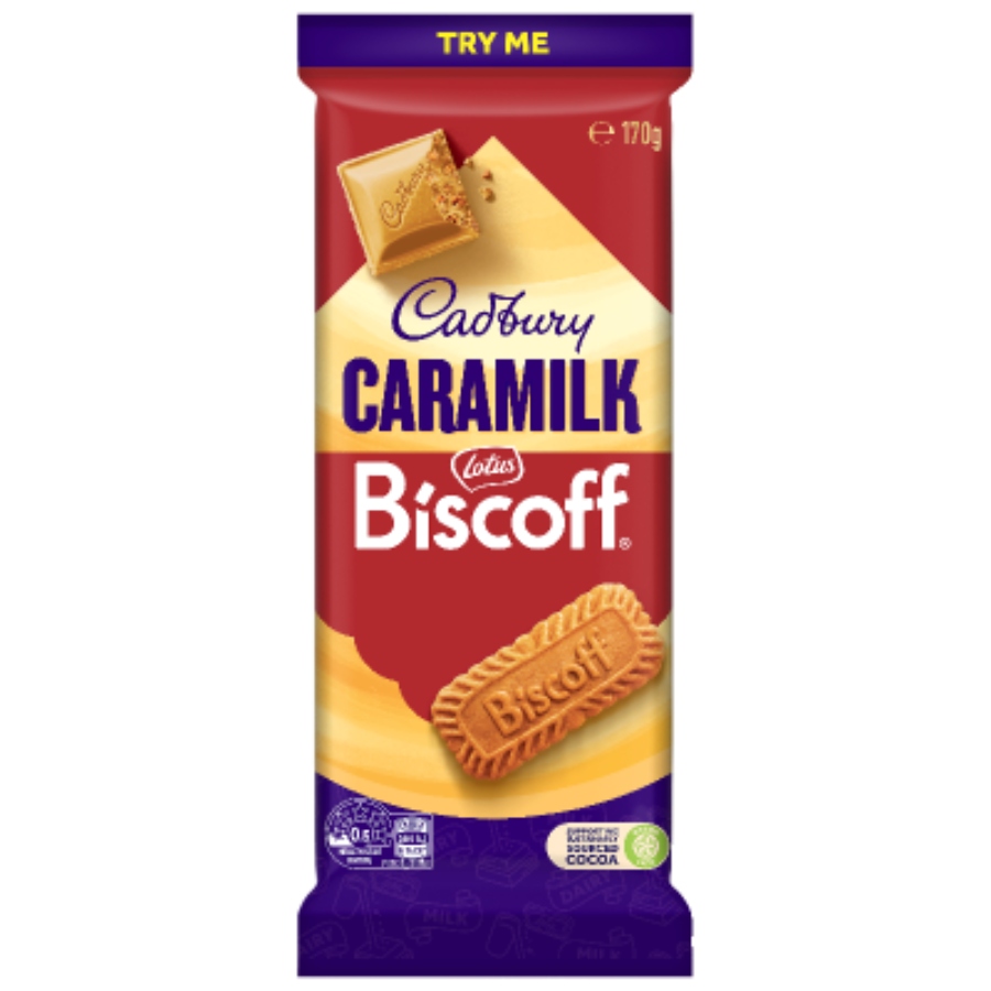 Cadbury Chocolate Block Caramilk Biscoff 170g