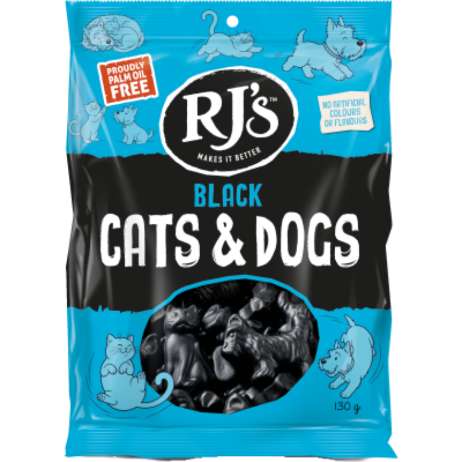 RJs Licorice Black Cats & Dogs 130g