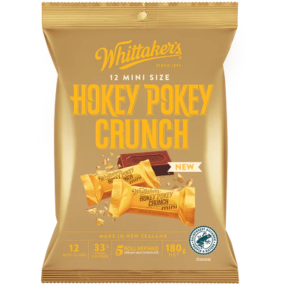 Whittakers Mini Slab Chocolate Hokey Pokey 180g 12pk
