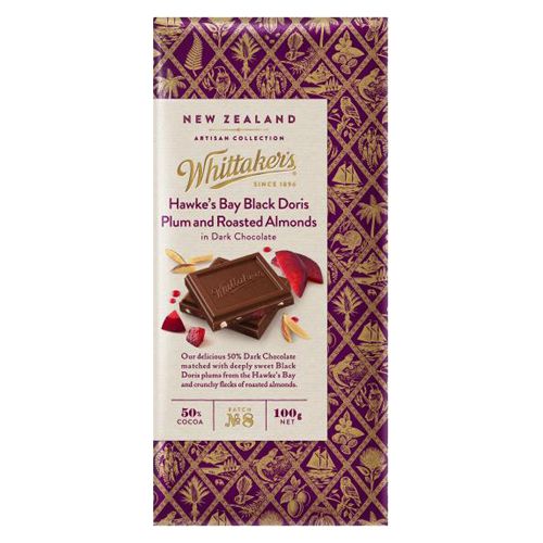 Whittakers Artisan NZ Black Plum & Roast Almonds 100g