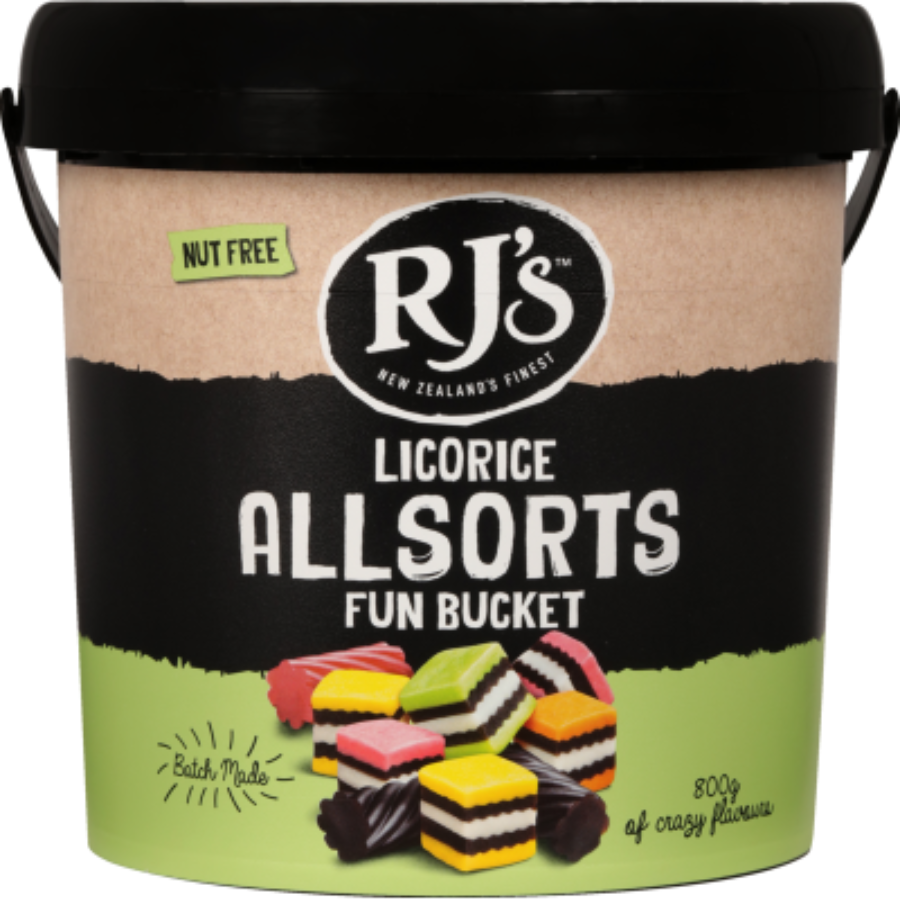 Rjs Licorice Allsorts Bucket 800g (DATED STOCK)