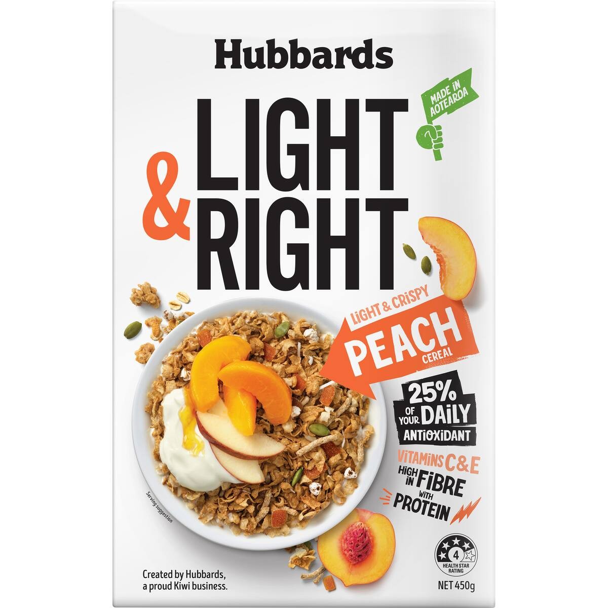 Hubbardas Hubbards Light & Right Cereal Peach 450g – The New Zealand Pantry