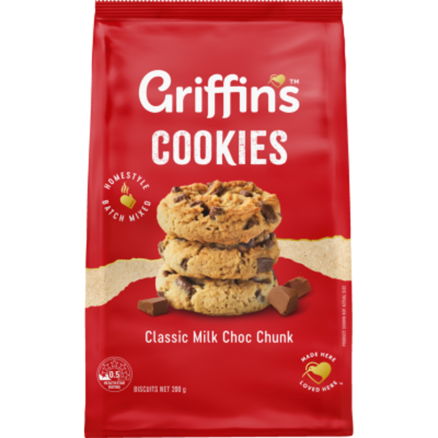 Griffins Cookies Classic Milk Chocolate Chunk 200g
