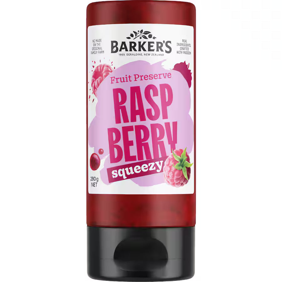 Barkers Raspberry Squeezy Fruit Jam 290g