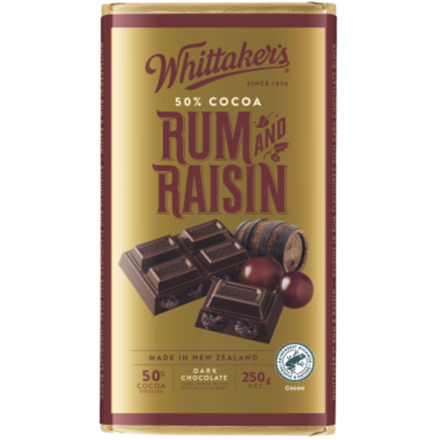 Whittakers Chocolate Block Rum & Raisin 250g
