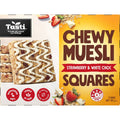 Tasti Chewy Muesli Squares Strawberry and White Choc 5 pack of nut free school lunchbox friendly oaty snack bars from New Zealand