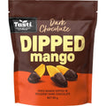 Tasti Dark Chocolate Dipped Dried Mango 90g bag of indulgent sweet fruit snacks from New Zealand