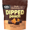 Tasti Dark Chocolate Dipped Dried Peach 90g bag of indulgent sweet fruit snacks from New Zealand