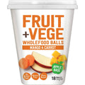 Tasti Fruit and Vege Wholefood Snack Balls Mango and Carrot 18 pack resealable bag of healthy Kiwi snacks