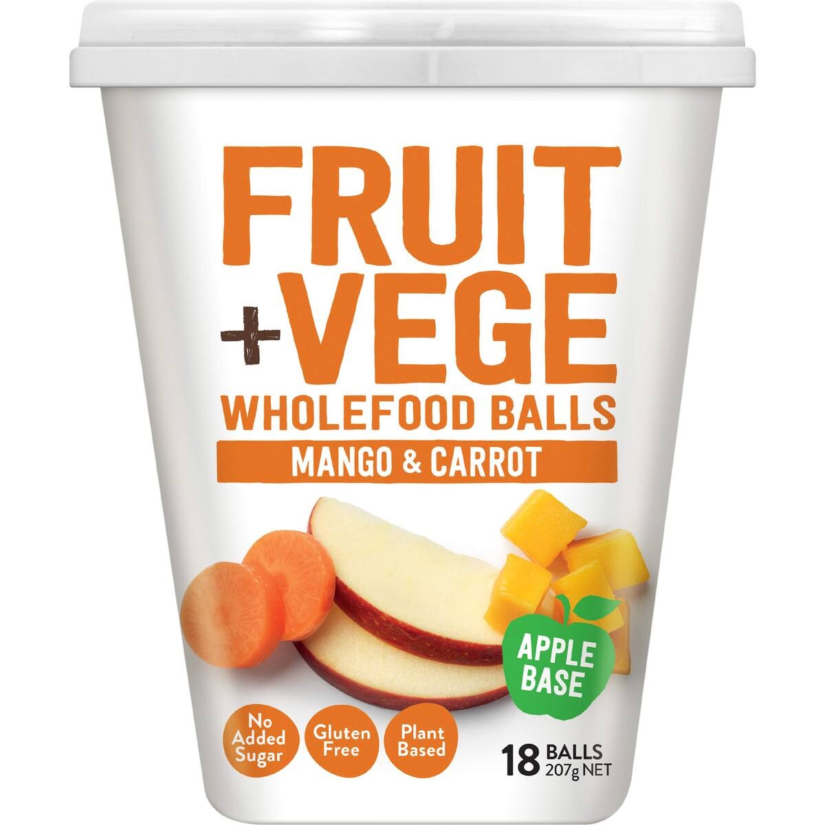 Tasti Fruit and Vege Wholefood Snack Balls Mango and Carrot 18 pack resealable bag of healthy Kiwi snacks